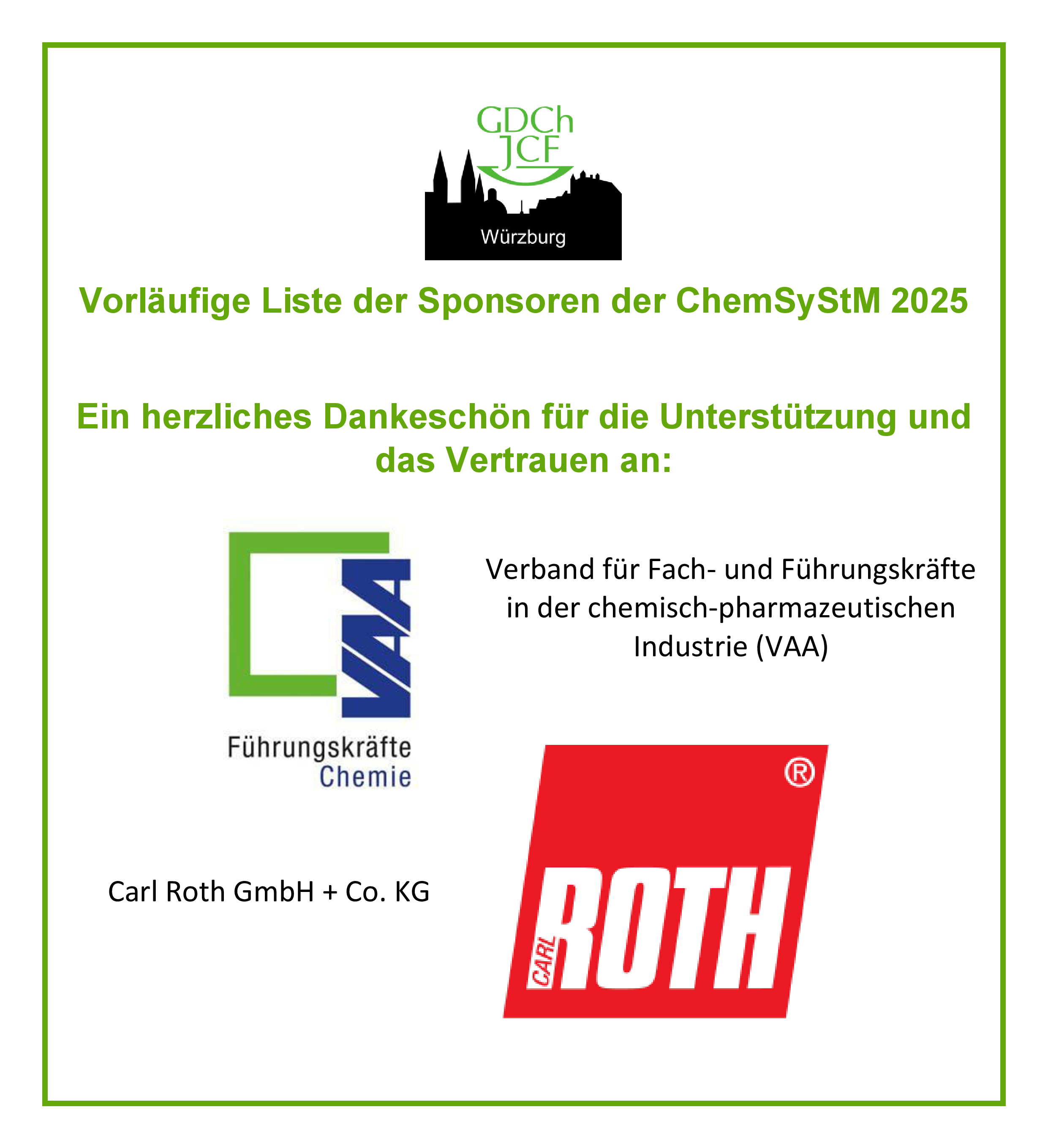 Vorläufige Sponsorenliste